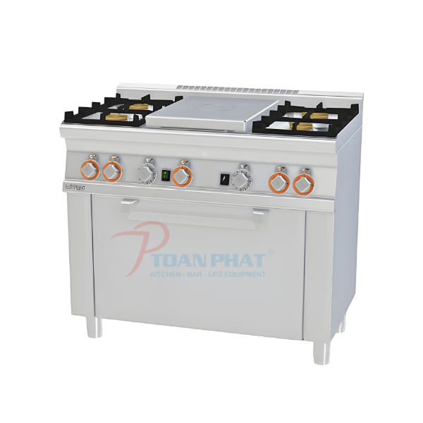 LOTUS BẾP 4 HỌNG CÓ LÒ NƯỚNG CỬA THÉP KHÔNG GỈ MODEL TPF4-610GEM