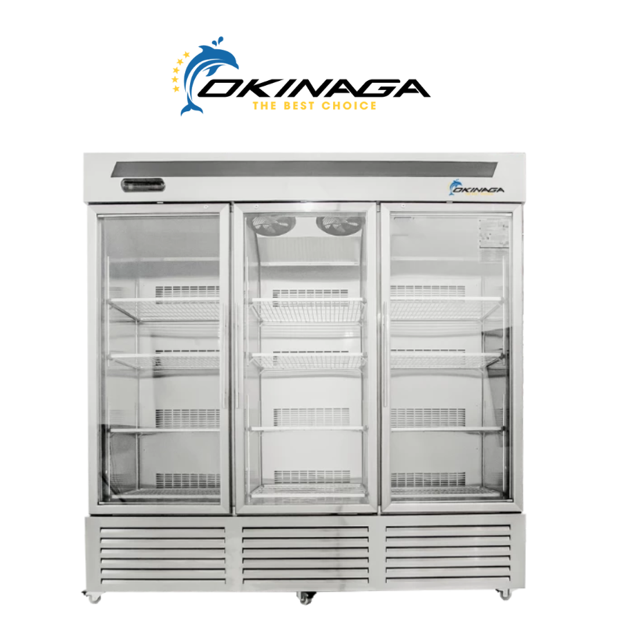 TỦ MÁT TRƯNG BÀY ĐỨNG 3 CÁNH KÍNH OKINAGA