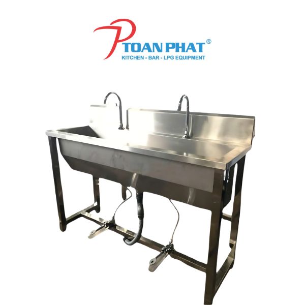 MÁNG RỬA TAY VAN ĐẠP CHÂN 2 VÒI MRT08304