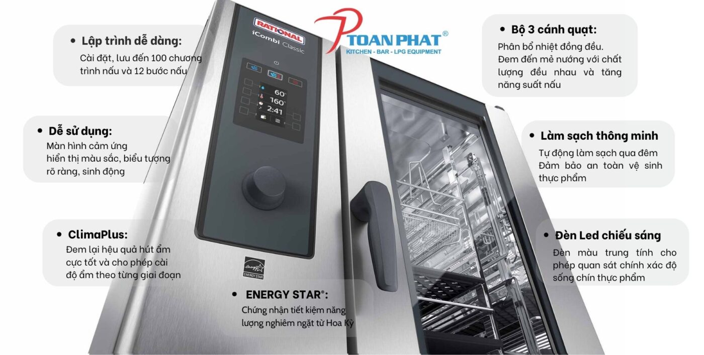 LÒ HẤP NƯỚNG ĐA NĂNG RATIONAL ICOMBI CLASSIC 6 KHAY GN 1/1 13 Rational Combi 1400x707 1