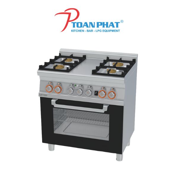LOTUS BẾP CÔNG NGHIỆP 4 HỌNG KẾT HỢP VỚI LÒ NƯỚNG CỬA KÍNH CF4-68GEM