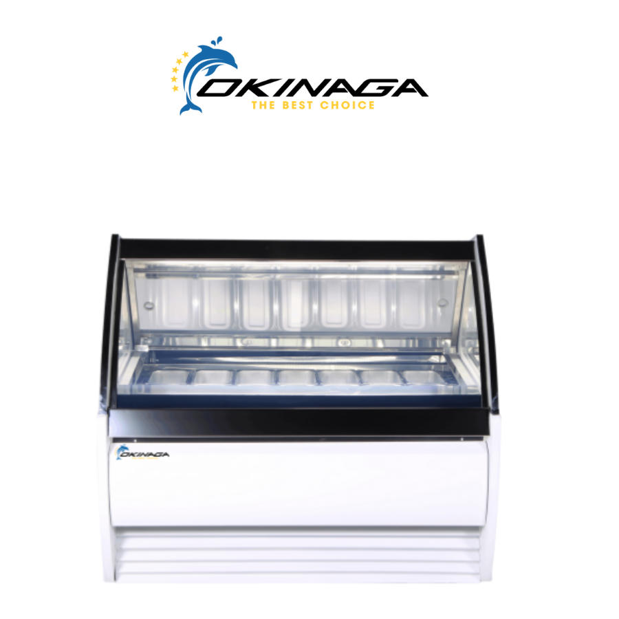 TỦ ĐÔNG TRƯNG BÀY KEM CÁNH KÍNH OKINAGA