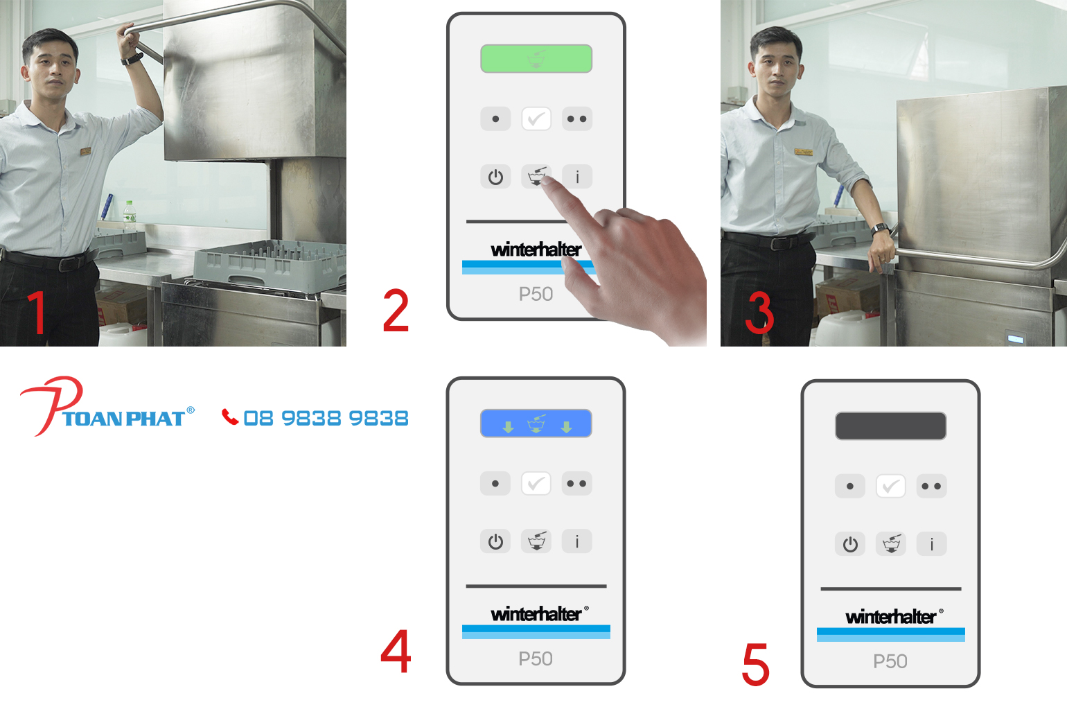 Hướng dẫn vệ sinh & quy tắc vận hành máy rửa chén Winter Halter P50