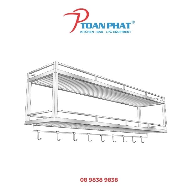 KỆ INOX TREO TƯỜNG CÓ MÓC TREO