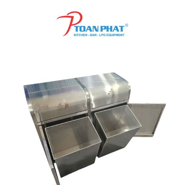THÙNG RÁC 2 NGĂN INOX 304 TR02304