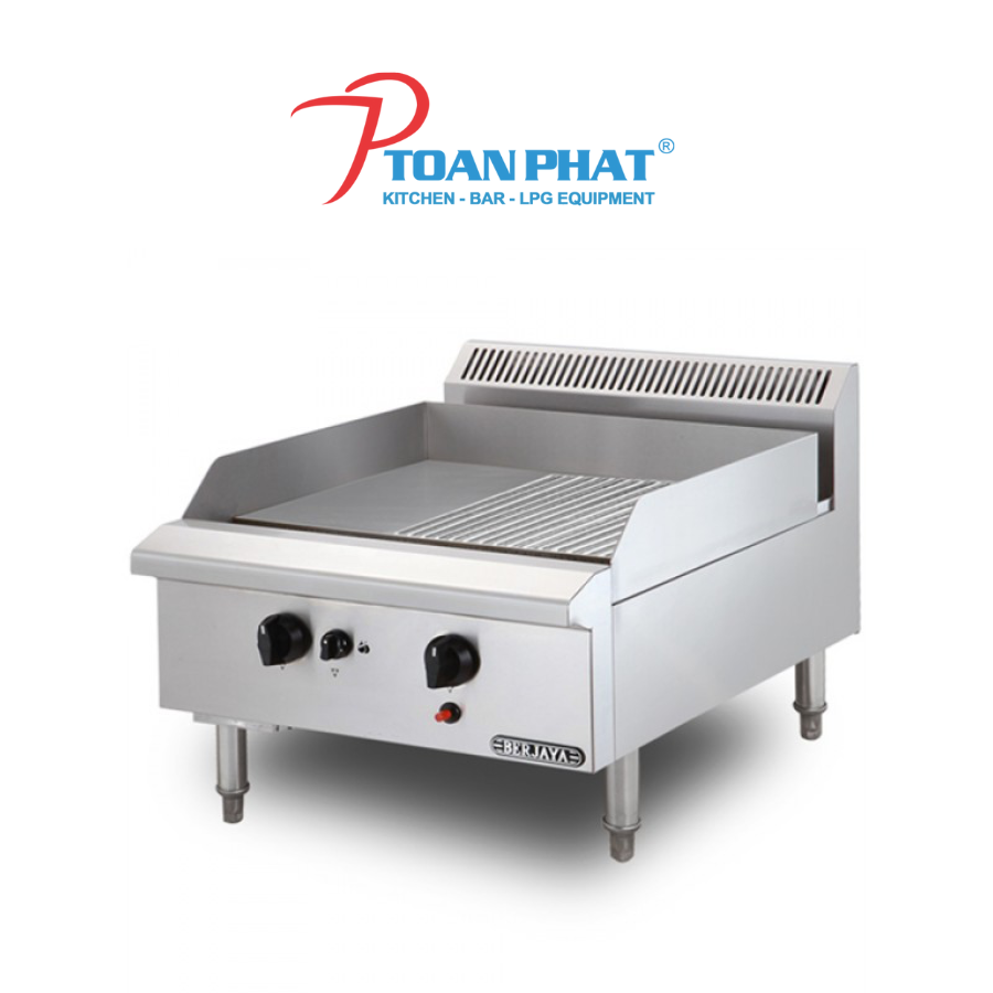 BẾP CHIÊN NỬA PHẲNG NỬA NHÁM DÙNG GAS BERJAYA GG2B12R