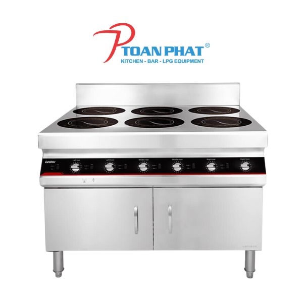 BẾP ĐIỆN TỪ CÔNG NGHIỆP 6 HỌNG HỘC TỦ LESTOV LT-B300IV-B135