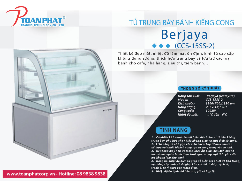 TỦ TRƯNG BÀY BÁNH KIẾNG CONG BERJAYA 2 tu trung bay banh kieng cong bac berjaya 6212 1