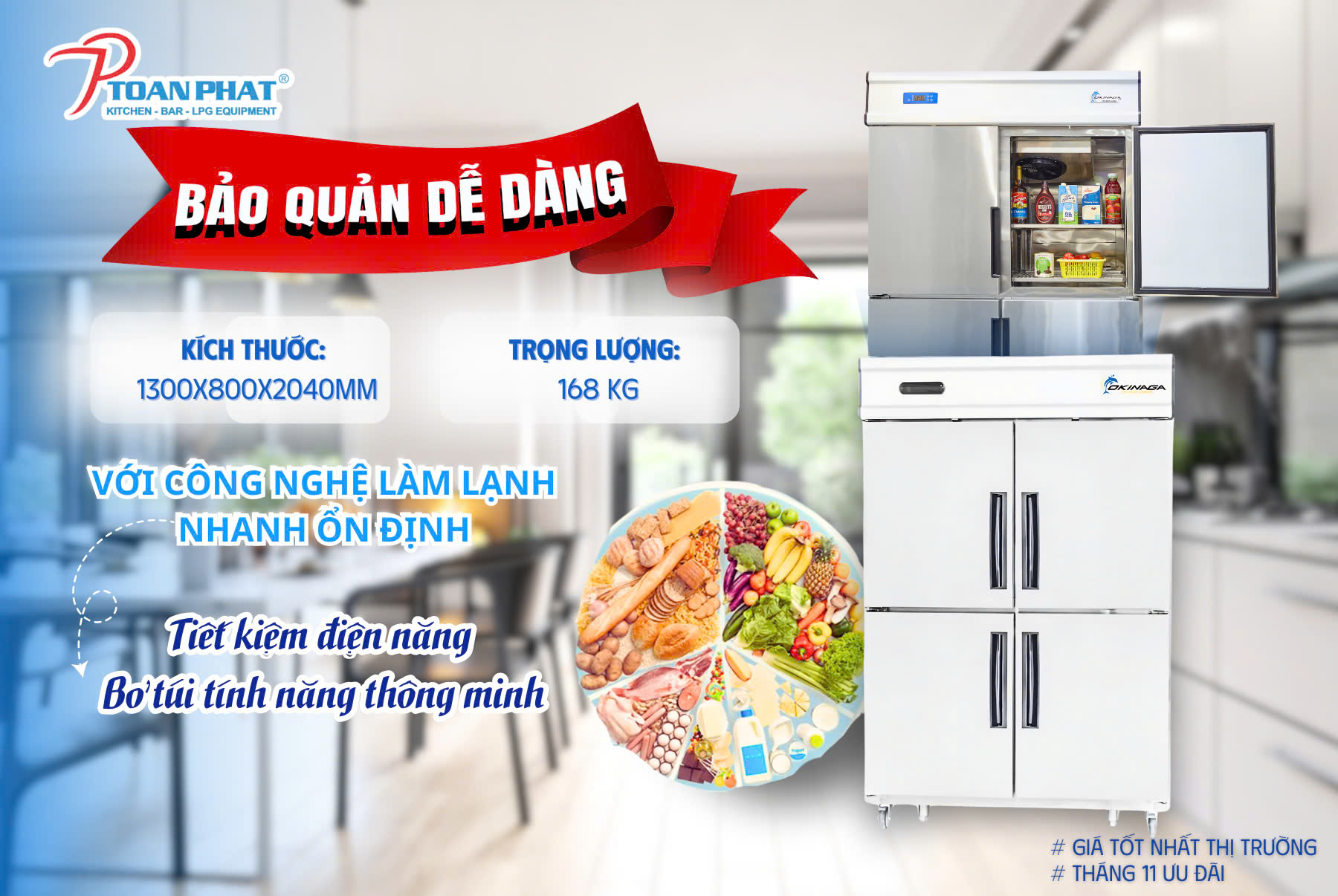 Tủ đông 4 cánh Okinaga