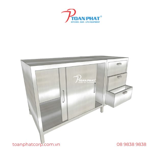 TỦ INOX CỬA LÙA 3 NGĂN KÉO