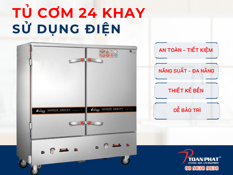TOP 5 tủ cơm công nghiệp 24 khay giá tốt | Bảo hành 1 năm 2 Tủ cơm 24 khay sử dụng điện