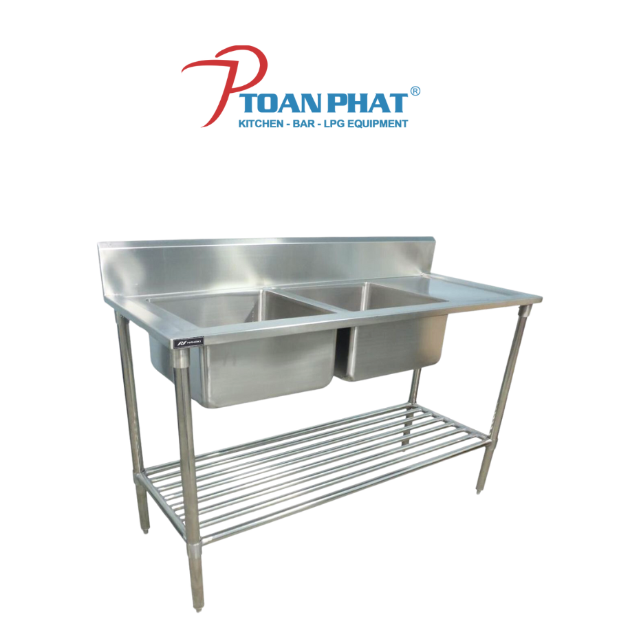 BÀN CHẬU RỬA ĐÔI CÓ KỆ SONG