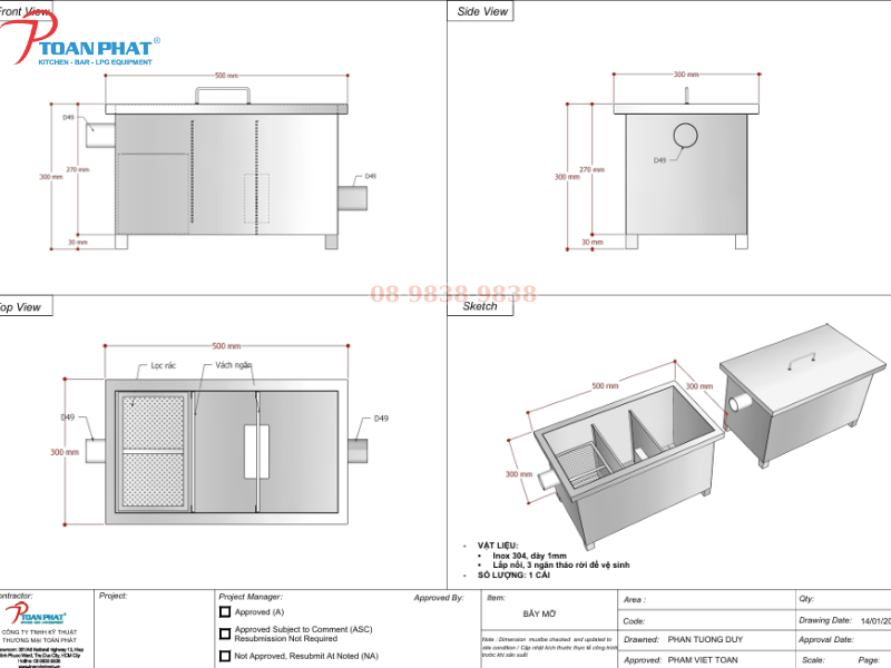 Cấu tạo bể tách mỡ 