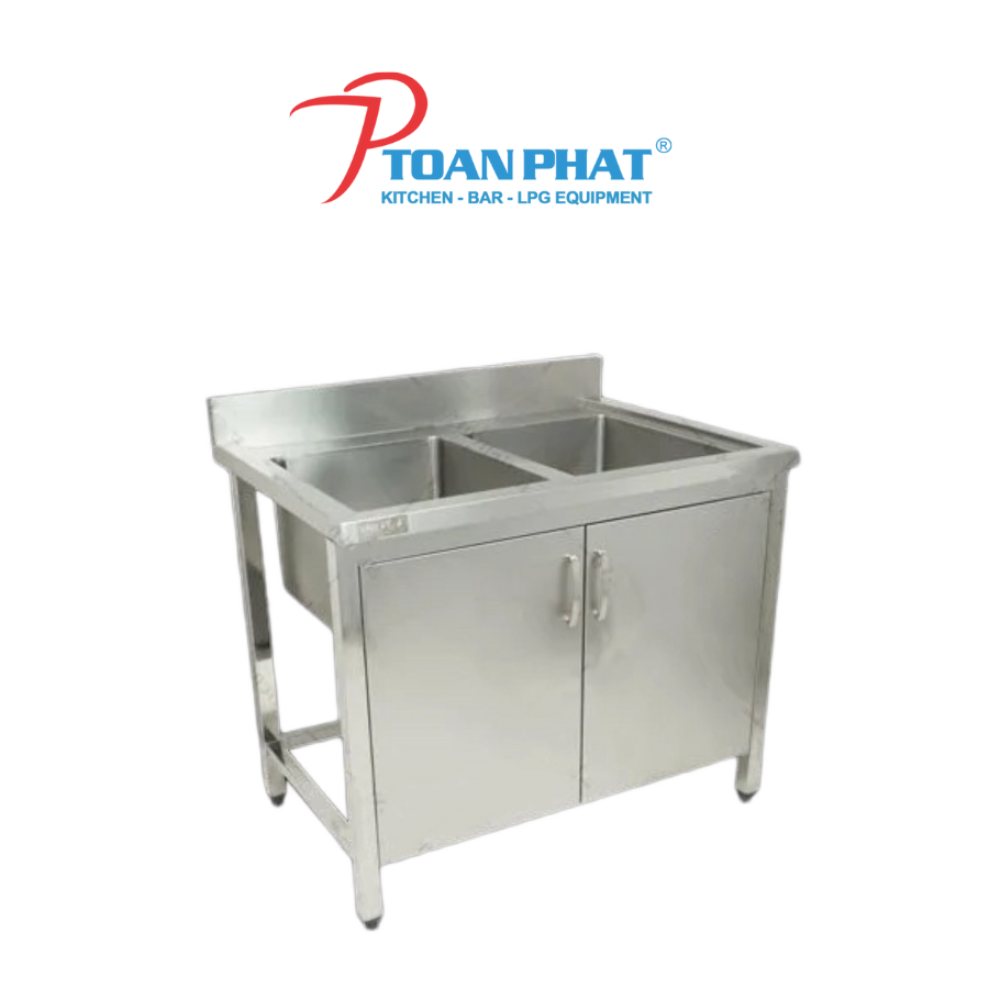 BỒN RỬA CHÉN 2 NGĂN CÓ CỬA MỞ